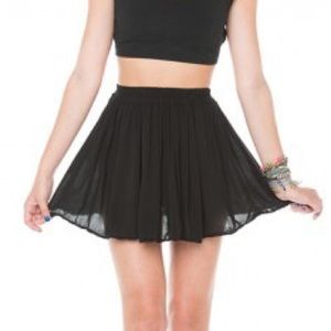 Brandy Melville Black Skater Skirt Elastic Waist